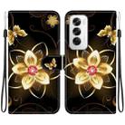 For OPPO Reno12 5G Global Crystal Texture Colored Drawing Leather Phone Case(Gold Flower) - 1