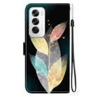 For OPPO Reno12 5G Global Crystal Texture Colored Drawing Leather Phone Case(Colored Leaves) - 3