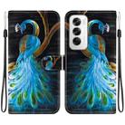 For OPPO Reno12 5G Global Crystal Texture Colored Drawing Leather Phone Case(Peacock) - 1
