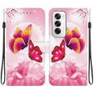 For OPPO Reno12 5G Global Crystal Texture Colored Drawing Leather Phone Case(Pink Butterflies) - 1
