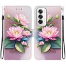 For OPPO Reno12 5G Global Crystal Texture Colored Drawing Leather Phone Case(Lotus) - 1