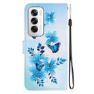 For OPPO Reno12 5G Global Crystal Texture Colored Drawing Leather Phone Case(Blue Butterflies) - 3