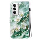 For OPPO Reno12 5G Global Crystal Texture Colored Drawing Leather Phone Case(Jade Flowers) - 3