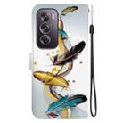 For OPPO Reno12 Pro 5G Global Crystal Texture Colored Drawing Leather Phone Case(Gold Butterfly Feathers) - 3