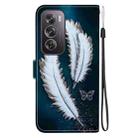 For OPPO Reno12 Pro 5G Global Crystal Texture Colored Drawing Leather Phone Case(White Butterfly Feathers) - 3