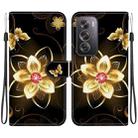 For OPPO Reno12 Pro 5G Global Crystal Texture Colored Drawing Leather Phone Case(Gold Flower) - 1