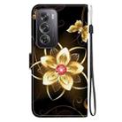 For OPPO Reno12 Pro 5G Global Crystal Texture Colored Drawing Leather Phone Case(Gold Flower) - 3