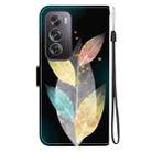 For OPPO Reno12 Pro 5G Global Crystal Texture Colored Drawing Leather Phone Case(Colored Leaves) - 3