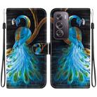 For OPPO Reno12 Pro 5G Global Crystal Texture Colored Drawing Leather Phone Case(Peacock) - 1