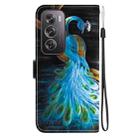 For OPPO Reno12 Pro 5G Global Crystal Texture Colored Drawing Leather Phone Case(Peacock) - 3