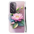 For OPPO Reno12 Pro 5G Global Crystal Texture Colored Drawing Leather Phone Case(Lotus) - 3