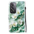 For OPPO Reno12 Pro 5G Global Crystal Texture Colored Drawing Leather Phone Case(Jade Flowers) - 3