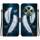 For OPPO Reno12 F 5G Crystal Texture Colored Drawing Leather Phone Case(White Butterfly Feathers) - 1