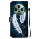 For OPPO Reno12 F 5G Crystal Texture Colored Drawing Leather Phone Case(White Butterfly Feathers) - 3