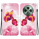 For OPPO Reno12 F 5G Crystal Texture Colored Drawing Leather Phone Case(Pink Butterflies) - 1