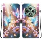For OPPO Reno12 F 5G Crystal Texture Colored Drawing Leather Phone Case(Butterfly Love Flower) - 1