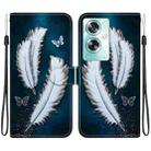 For OPPO A79 Global Crystal Texture Colored Drawing Leather Phone Case(White Butterfly Feathers) - 1