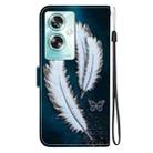 For OPPO A79 Global Crystal Texture Colored Drawing Leather Phone Case(White Butterfly Feathers) - 3