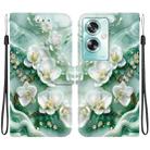 For OPPO A79 Global Crystal Texture Colored Drawing Leather Phone Case(Jade Flowers) - 1