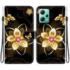 For Redmi Note 12 5G / Poco X5 Crystal Texture Colored Drawing Leather Phone Case(Gold Flower) - 1