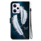 For Redmi Note 12 Pro / Poco X5 Pro Crystal Texture Colored Drawing Leather Phone Case(White Butterfly Feathers) - 3