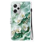 For Redmi Note 12 Pro+ 5G Crystal Texture Colored Drawing Leather Phone Case(Jade Flowers) - 3