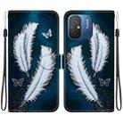 For Redmi 12C / 11A Crystal Texture Colored Drawing Leather Phone Case(White Butterfly Feathers) - 1