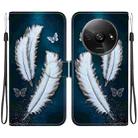 For Redmi A3 Crystal Texture Colored Drawing Leather Phone Case(White Butterfly Feathers) - 1
