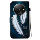 For Redmi A3 Crystal Texture Colored Drawing Leather Phone Case(White Butterfly Feathers) - 3