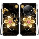 For Redmi A3 Crystal Texture Colored Drawing Leather Phone Case(Gold Flower) - 1