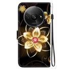 For Redmi A3 Crystal Texture Colored Drawing Leather Phone Case(Gold Flower) - 3