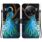 For Redmi A3 Crystal Texture Colored Drawing Leather Phone Case(Peacock) - 1