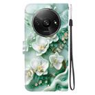 For Redmi A3 Crystal Texture Colored Drawing Leather Phone Case(Jade Flowers) - 3