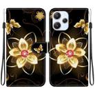 For Redmi 12 4G / 5G / Poco M6 Pro Crystal Texture Colored Drawing Leather Phone Case(Gold Flower) - 1