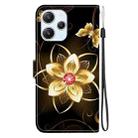 For Redmi 12 4G / 5G / Poco M6 Pro Crystal Texture Colored Drawing Leather Phone Case(Gold Flower) - 3