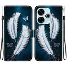 For Redmi 13 4G / Poco M6 Crystal Texture Colored Drawing Leather Phone Case(White Butterfly Feathers) - 1