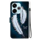 For Redmi 13 4G / Poco M6 Crystal Texture Colored Drawing Leather Phone Case(White Butterfly Feathers) - 3