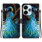 For Redmi 13 4G / Poco M6 Crystal Texture Colored Drawing Leather Phone Case(Peacock) - 1