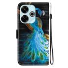 For Redmi 13 4G / Poco M6 Crystal Texture Colored Drawing Leather Phone Case(Peacock) - 3