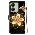 For Redmi 13C 4G / 5G / 13R 5G Crystal Texture Colored Drawing Leather Phone Case(Gold Flower) - 3