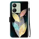 For Redmi 13C 4G / 5G / 13R 5G Crystal Texture Colored Drawing Leather Phone Case(Colored Leaves) - 3