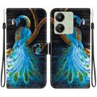 For Redmi 13C 4G / 5G / 13R 5G Crystal Texture Colored Drawing Leather Phone Case(Peacock) - 1