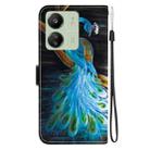 For Redmi 13C 4G / 5G / 13R 5G Crystal Texture Colored Drawing Leather Phone Case(Peacock) - 3