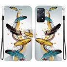 For Redmi Note 12 Pro 4G  Crystal Texture Colored Drawing Leather Phone Case(Gold Butterfly Feathers) - 1