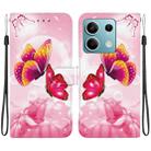 For Redmi Note 13 5G Crystal Texture Colored Drawing Leather Phone Case(Pink Butterflies) - 1