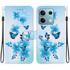 For Redmi Note 13 5G Crystal Texture Colored Drawing Leather Phone Case(Blue Butterflies) - 1