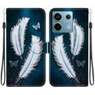 For Redmi Note 13 Pro 5G Crystal Texture Colored Drawing Leather Phone Case(White Butterfly Feathers) - 1