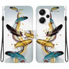 For Redmi Note 13 Pro+ 5G Crystal Texture Colored Drawing Leather Phone Case(Gold Butterfly Feathers) - 1