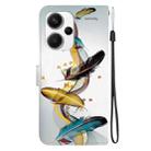 For Redmi Note 13 Pro+ 5G Crystal Texture Colored Drawing Leather Phone Case(Gold Butterfly Feathers) - 3