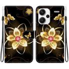 For Redmi Note 13 Pro+ 5G Crystal Texture Colored Drawing Leather Phone Case(Gold Flower) - 1